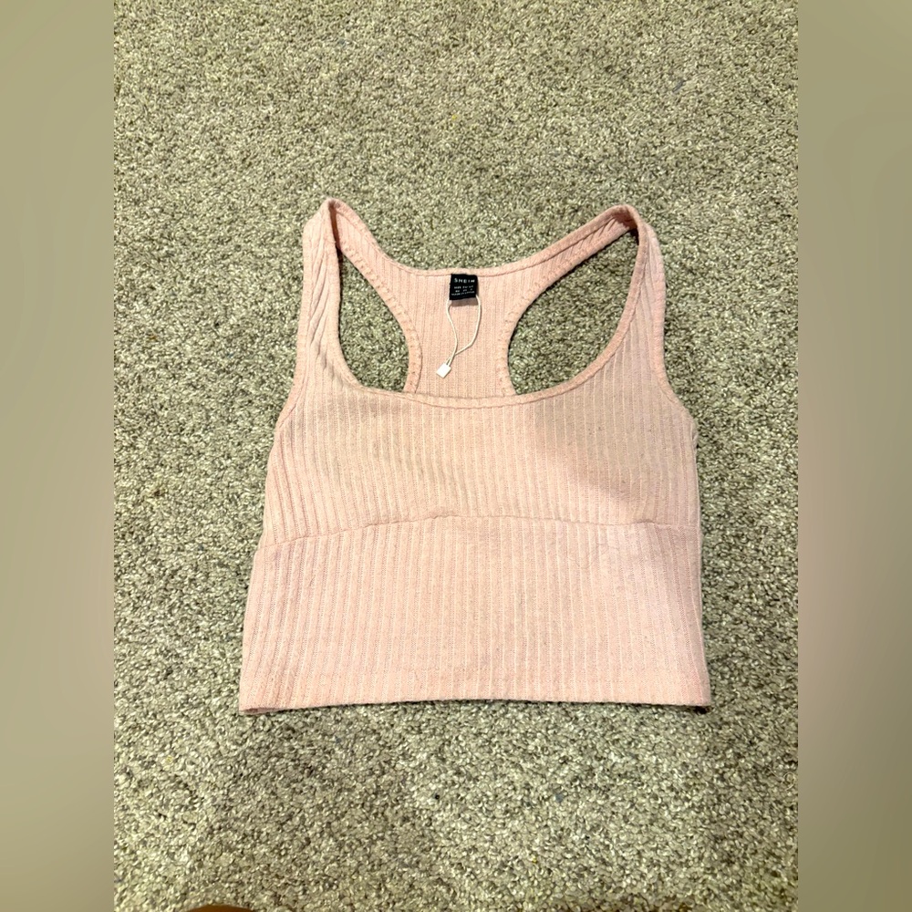 Pink Ribbed Tank Top